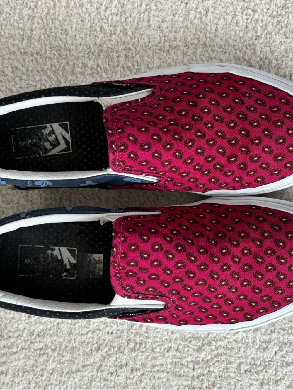 Vans Shoes M9.5 W11 Classic Slip On Tie Print Mix Black‎ Multi Casual Comfort